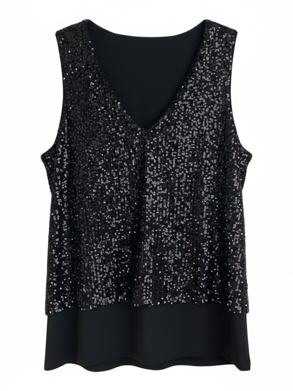 Michael Kors Black Sequin V-Neck Sleeveless Camisole